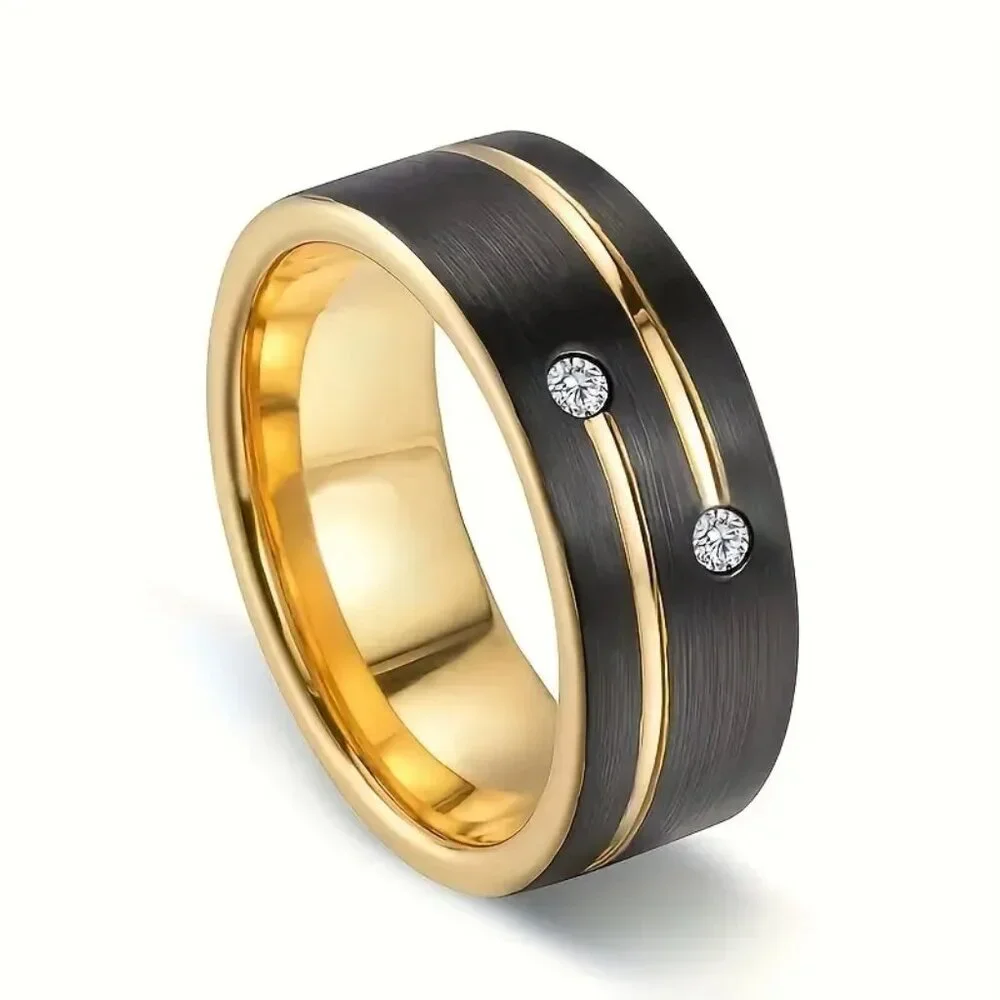 Tungsten Steel Carbide & Zirconia Inlay Shooting Star Meteor statement Ring